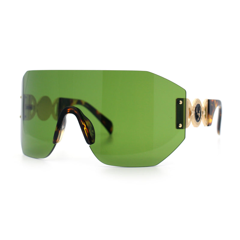 Womens Oversized Rectangle Rimless Shield Designer Jewel Hinge Diva Sunglasses