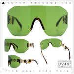 Womens Oversized Rectangle Rimless Shield Designer Jewel Hinge Diva Sunglasses
