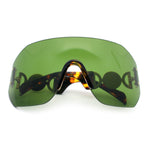 Womens Oversized Rectangle Rimless Shield Designer Jewel Hinge Diva Sunglasses