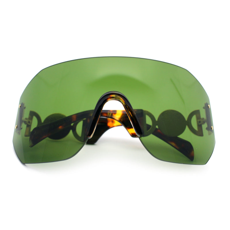 Womens Oversized Rectangle Rimless Shield Designer Jewel Hinge Diva Sunglasses