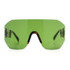 Womens Oversized Rectangle Rimless Shield Designer Jewel Hinge Diva Sunglasses