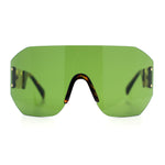 Womens Oversized Rectangle Rimless Shield Designer Jewel Hinge Diva Sunglasses