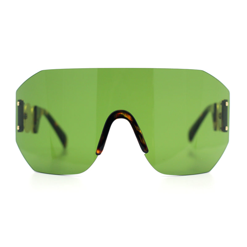 Womens Oversized Rectangle Rimless Shield Designer Jewel Hinge Diva Sunglasses
