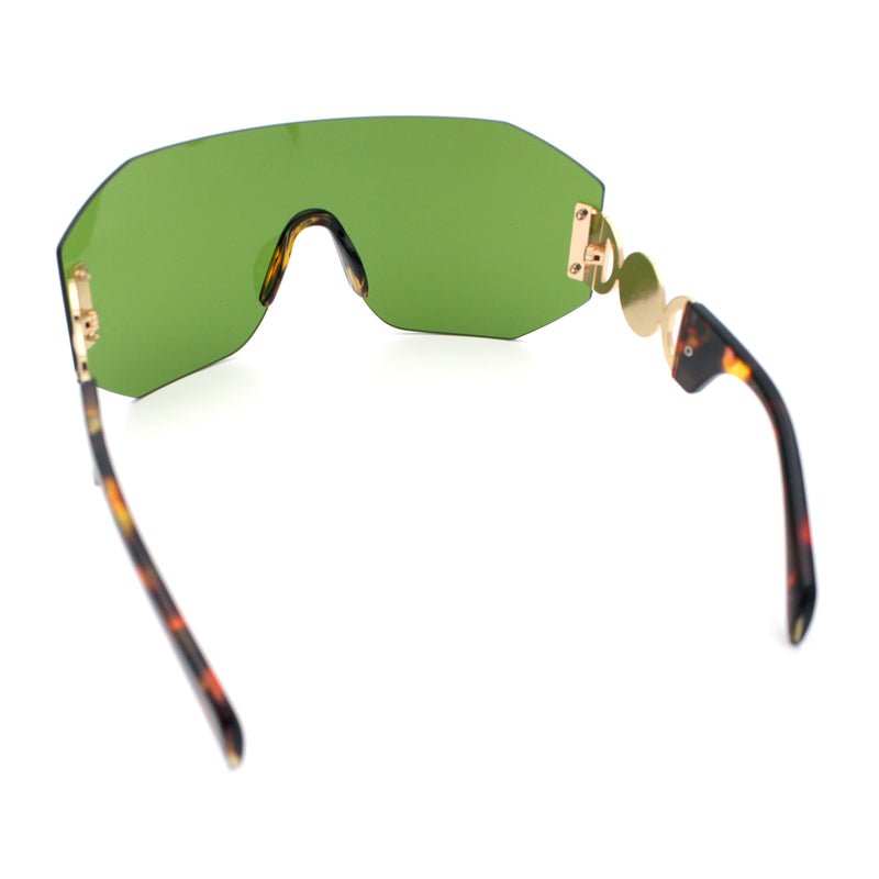 Womens Oversized Rectangle Rimless Shield Designer Jewel Hinge Diva Sunglasses