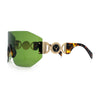 Womens Oversized Rectangle Rimless Shield Designer Jewel Hinge Diva Sunglasses