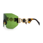 Womens Oversized Rectangle Rimless Shield Designer Jewel Hinge Diva Sunglasses