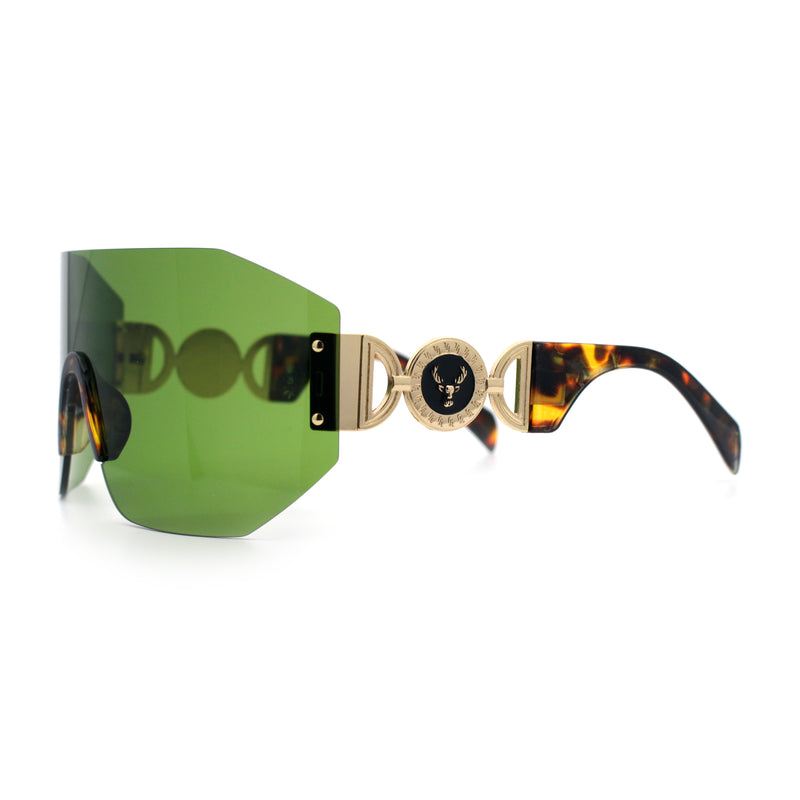 Womens Oversized Rectangle Rimless Shield Designer Jewel Hinge Diva Sunglasses
