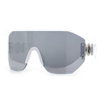 Womens Oversized Rectangle Rimless Shield Designer Jewel Hinge Diva Sunglasses