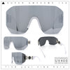 Womens Oversized Rectangle Rimless Shield Designer Jewel Hinge Diva Sunglasses