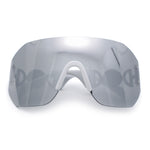 Womens Oversized Rectangle Rimless Shield Designer Jewel Hinge Diva Sunglasses