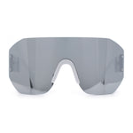 Womens Oversized Rectangle Rimless Shield Designer Jewel Hinge Diva Sunglasses
