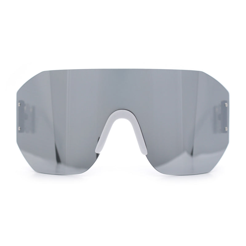 Womens Oversized Rectangle Rimless Shield Designer Jewel Hinge Diva Sunglasses