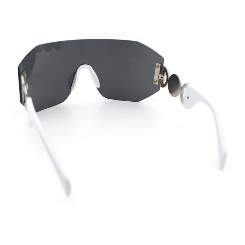 Womens Oversized Rectangle Rimless Shield Designer Jewel Hinge Diva Sunglasses