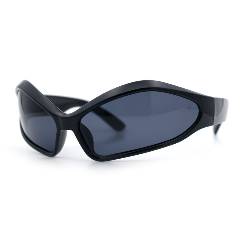 Womens Trendy Wrap Around Bug Eye Oval Sport Fashion Plastic Sunglasses