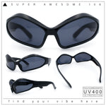 Womens Trendy Wrap Around Bug Eye Oval Sport Fashion Plastic Sunglasses