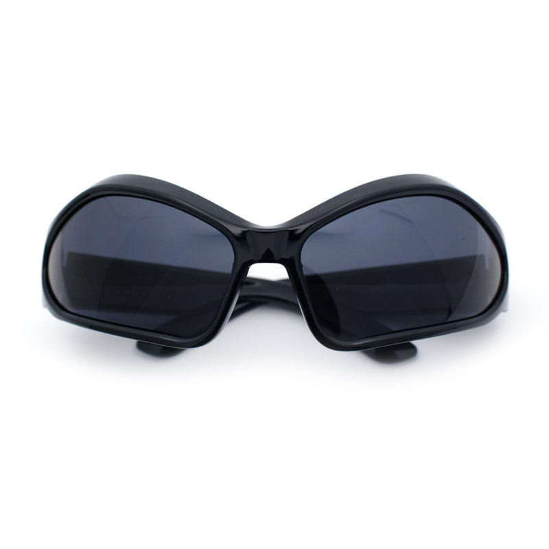 Womens Trendy Wrap Around Bug Eye Oval Sport Fashion Plastic Sunglasses