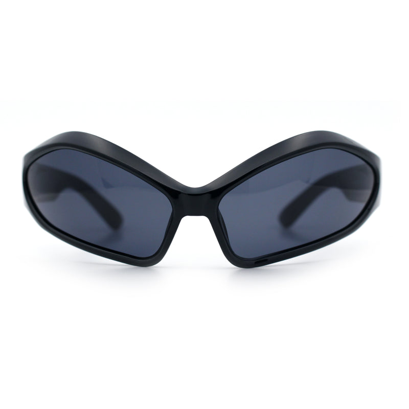 Womens Trendy Wrap Around Bug Eye Oval Sport Fashion Plastic Sunglasses