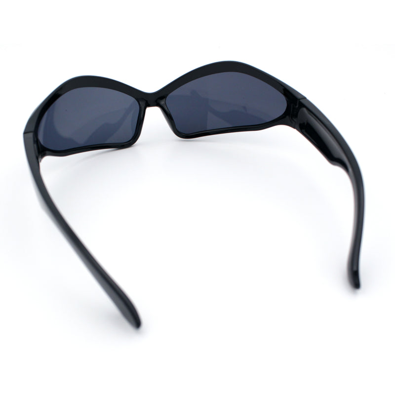Womens Trendy Wrap Around Bug Eye Oval Sport Fashion Plastic Sunglasses