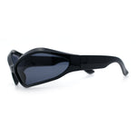 Womens Trendy Wrap Around Bug Eye Oval Sport Fashion Plastic Sunglasses