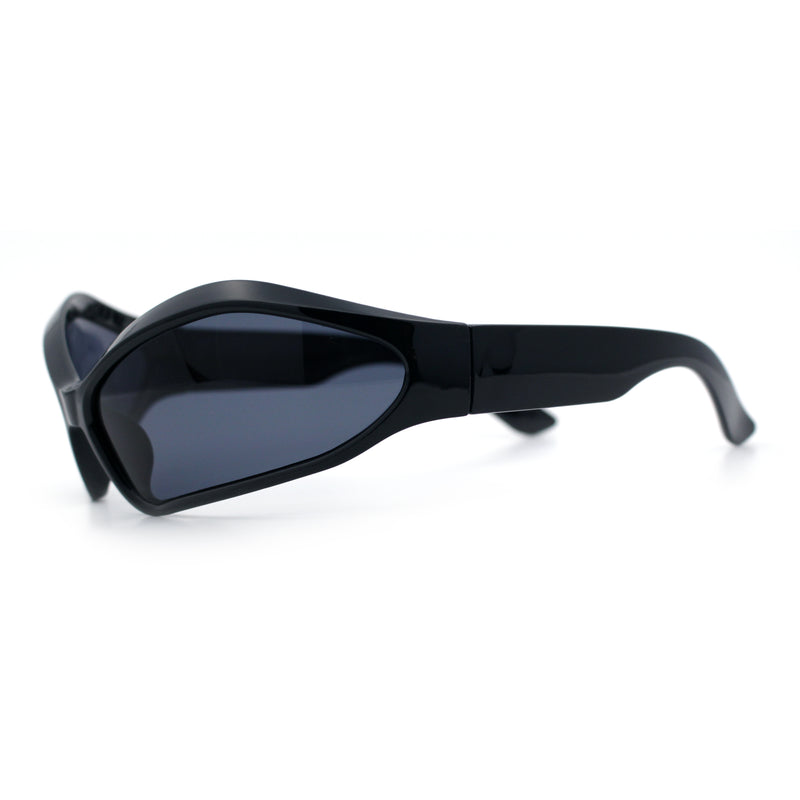 Womens Trendy Wrap Around Bug Eye Oval Sport Fashion Plastic Sunglasses