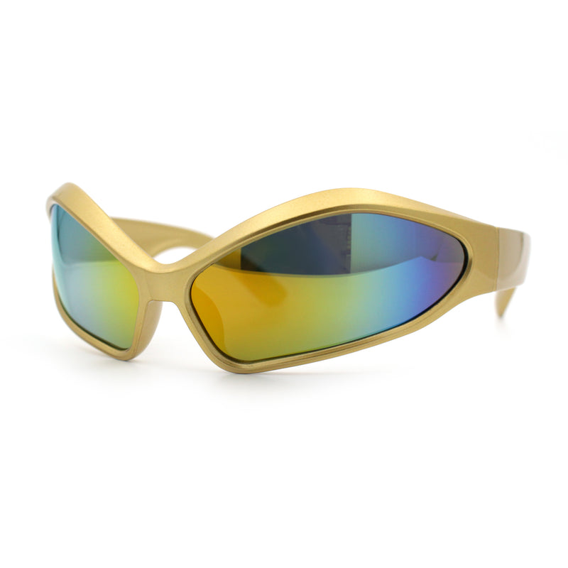 Womens Trendy Wrap Around Bug Eye Oval Sport Fashion Plastic Sunglasses