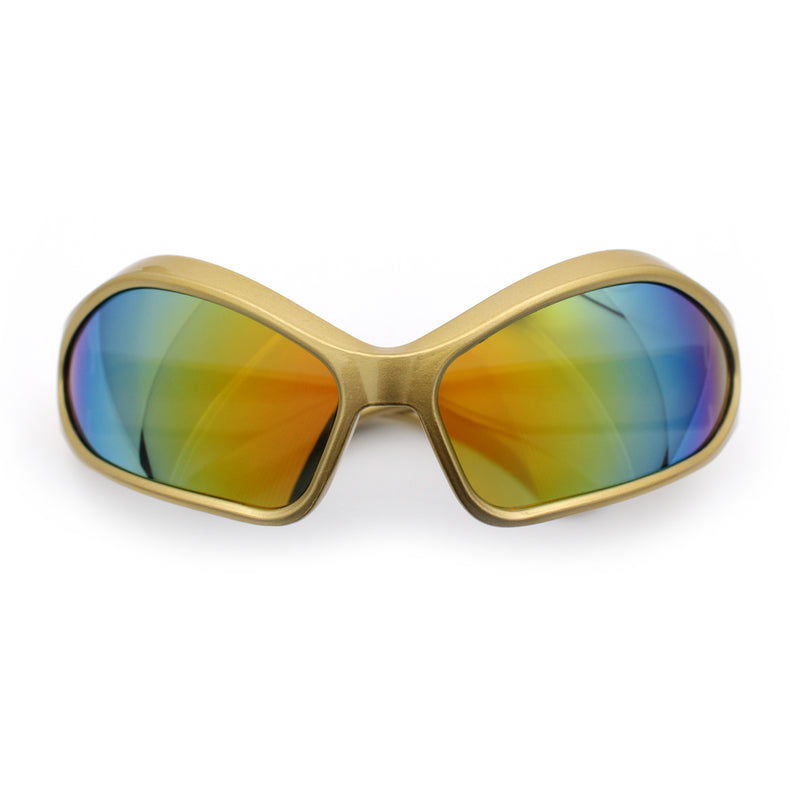 Womens Trendy Wrap Around Bug Eye Oval Sport Fashion Plastic Sunglasses