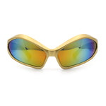 Womens Trendy Wrap Around Bug Eye Oval Sport Fashion Plastic Sunglasses