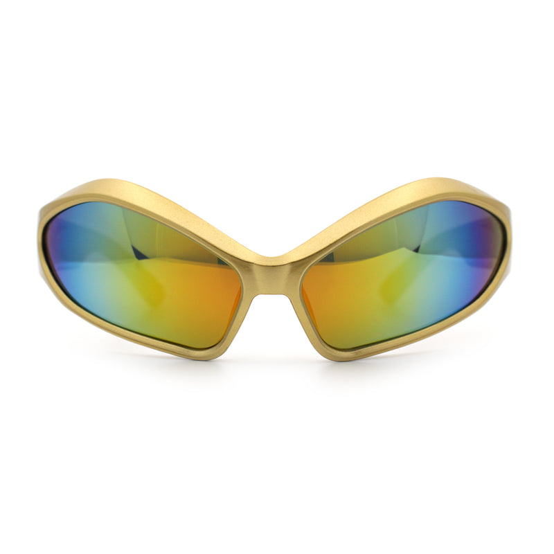 Womens Trendy Wrap Around Bug Eye Oval Sport Fashion Plastic Sunglasses
