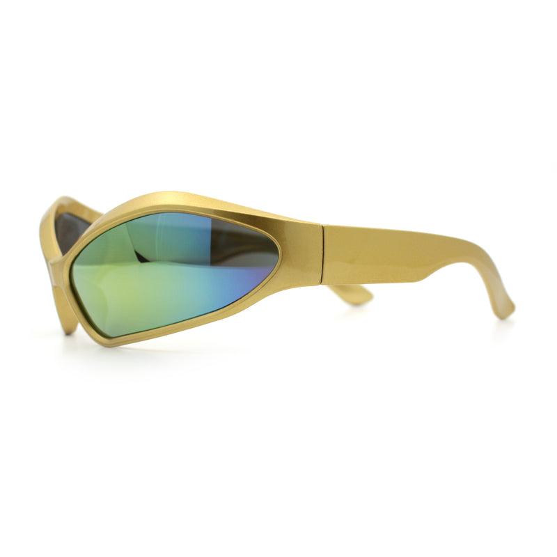 Womens Trendy Wrap Around Bug Eye Oval Sport Fashion Plastic Sunglasses