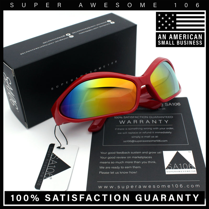 Womens Trendy Wrap Around Bug Eye Oval Sport Fashion Plastic Sunglasses