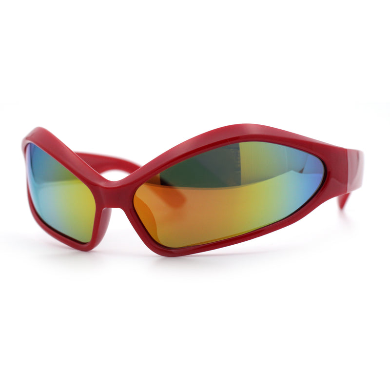 Womens Trendy Wrap Around Bug Eye Oval Sport Fashion Plastic Sunglasses