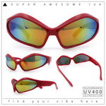 Womens Trendy Wrap Around Bug Eye Oval Sport Fashion Plastic Sunglasses