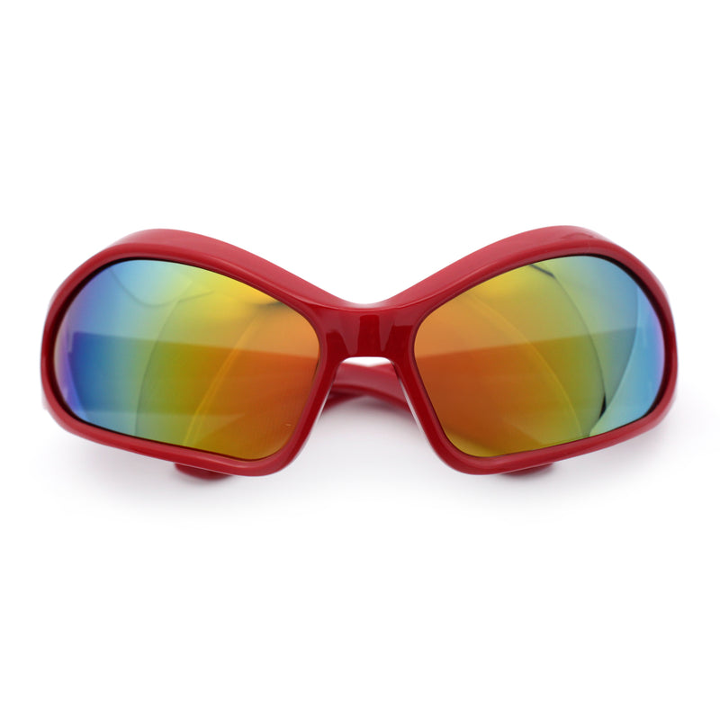 Womens Trendy Wrap Around Bug Eye Oval Sport Fashion Plastic Sunglasses