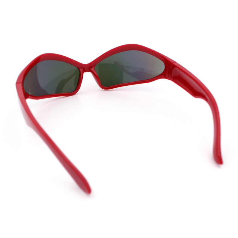 Womens Trendy Wrap Around Bug Eye Oval Sport Fashion Plastic Sunglasses