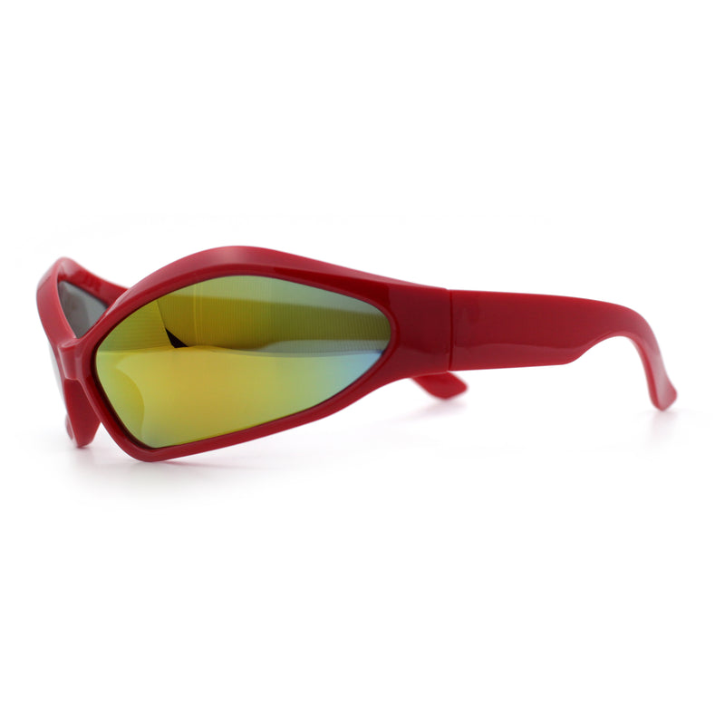 Womens Trendy Wrap Around Bug Eye Oval Sport Fashion Plastic Sunglasses