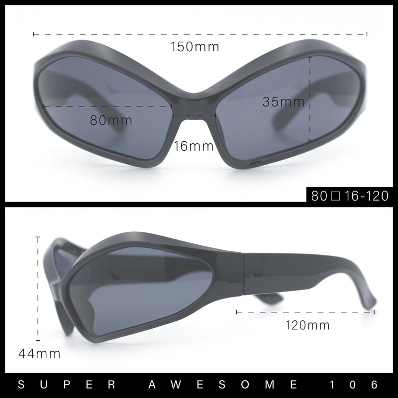 Womens Trendy Wrap Around Bug Eye Oval Sport Fashion Plastic Sunglasses