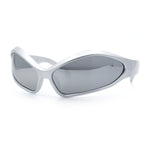 Womens Trendy Wrap Around Bug Eye Oval Sport Fashion Plastic Sunglasses