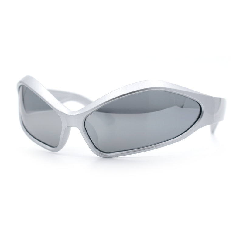 Womens Trendy Wrap Around Bug Eye Oval Sport Fashion Plastic Sunglasses