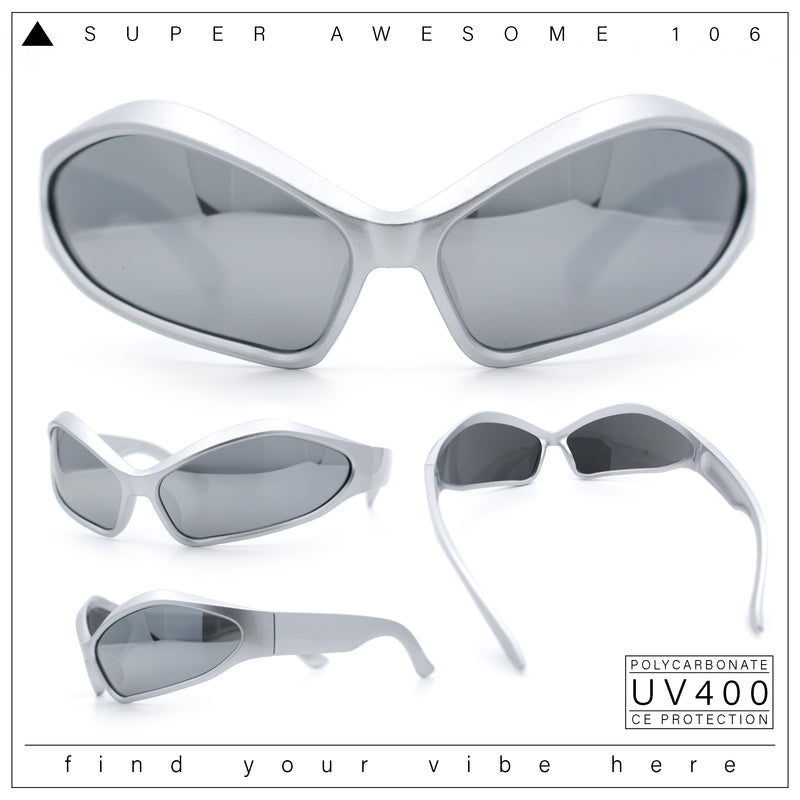 Womens Trendy Wrap Around Bug Eye Oval Sport Fashion Plastic Sunglasses