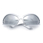 Womens Trendy Wrap Around Bug Eye Oval Sport Fashion Plastic Sunglasses