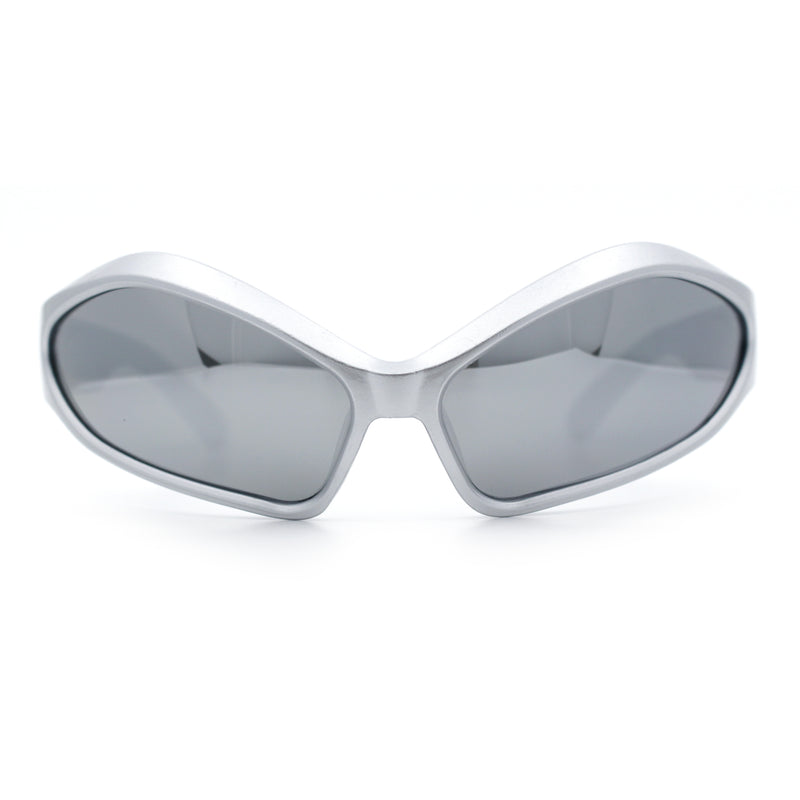 Womens Trendy Wrap Around Bug Eye Oval Sport Fashion Plastic Sunglasses