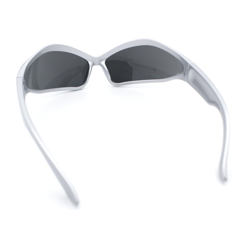 Womens Trendy Wrap Around Bug Eye Oval Sport Fashion Plastic Sunglasses