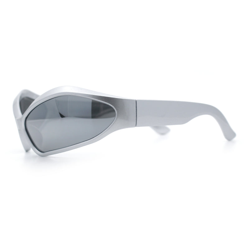 Womens Trendy Wrap Around Bug Eye Oval Sport Fashion Plastic Sunglasses
