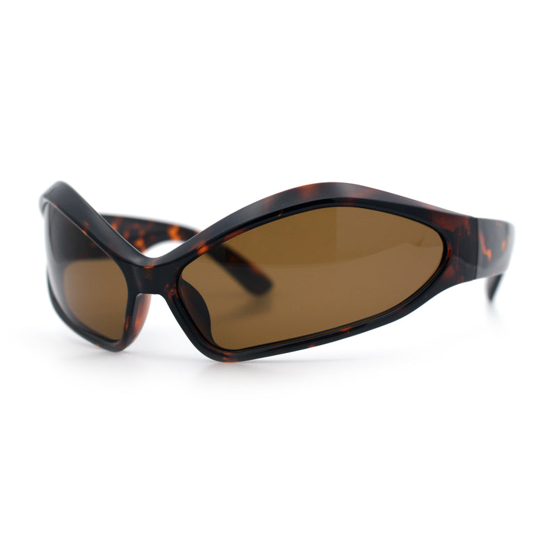 Womens Trendy Wrap Around Bug Eye Oval Sport Fashion Plastic Sunglasses