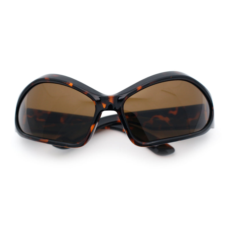 Womens Trendy Wrap Around Bug Eye Oval Sport Fashion Plastic Sunglasses