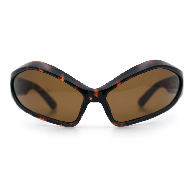 Womens Trendy Wrap Around Bug Eye Oval Sport Fashion Plastic Sunglasses