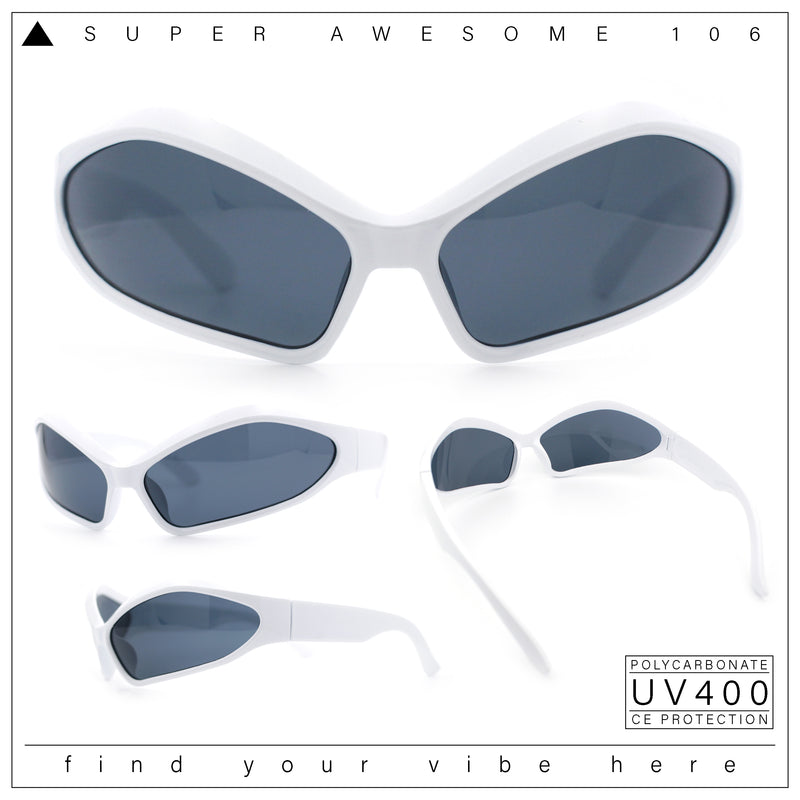 Womens Trendy Wrap Around Bug Eye Oval Sport Fashion Plastic Sunglasses