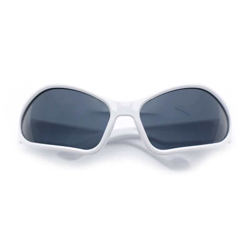 Womens Trendy Wrap Around Bug Eye Oval Sport Fashion Plastic Sunglasses