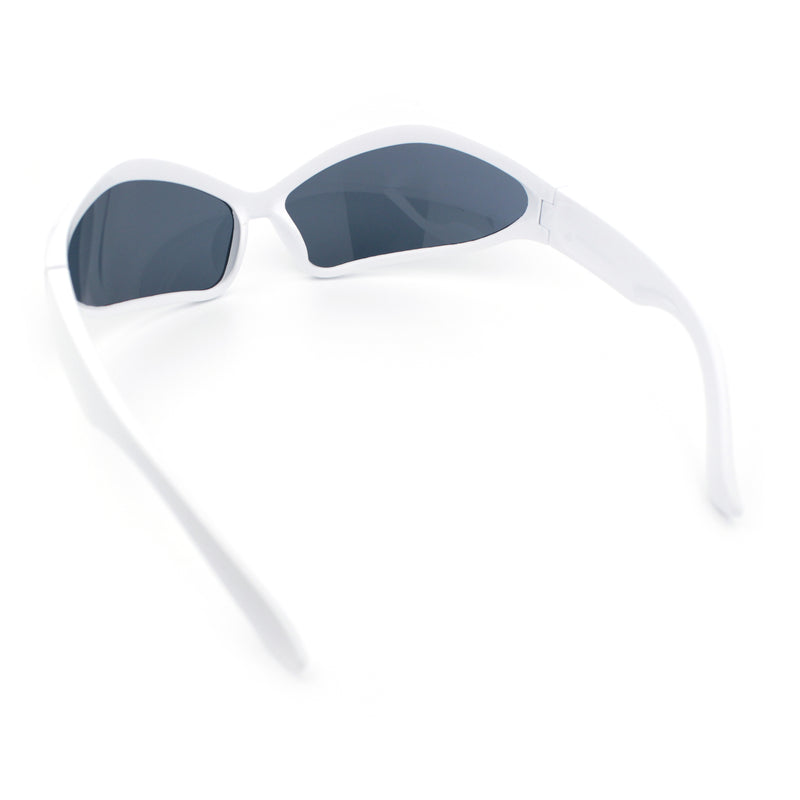 Womens Trendy Wrap Around Bug Eye Oval Sport Fashion Plastic Sunglasses