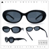 Womens Mod Fashion Round Oval Classy Beveled Frame Plastic Sunglasses